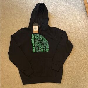 The North Face Black Hoodie with Green Graphic Men’s M - NWT